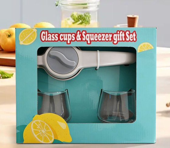 Glass cups&Squeezer gift Set