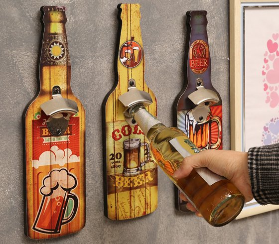 WALL MOUNTED BEER BOTTLE OPENER VINTAGE BOTTLE SHAPE BAR DECOR